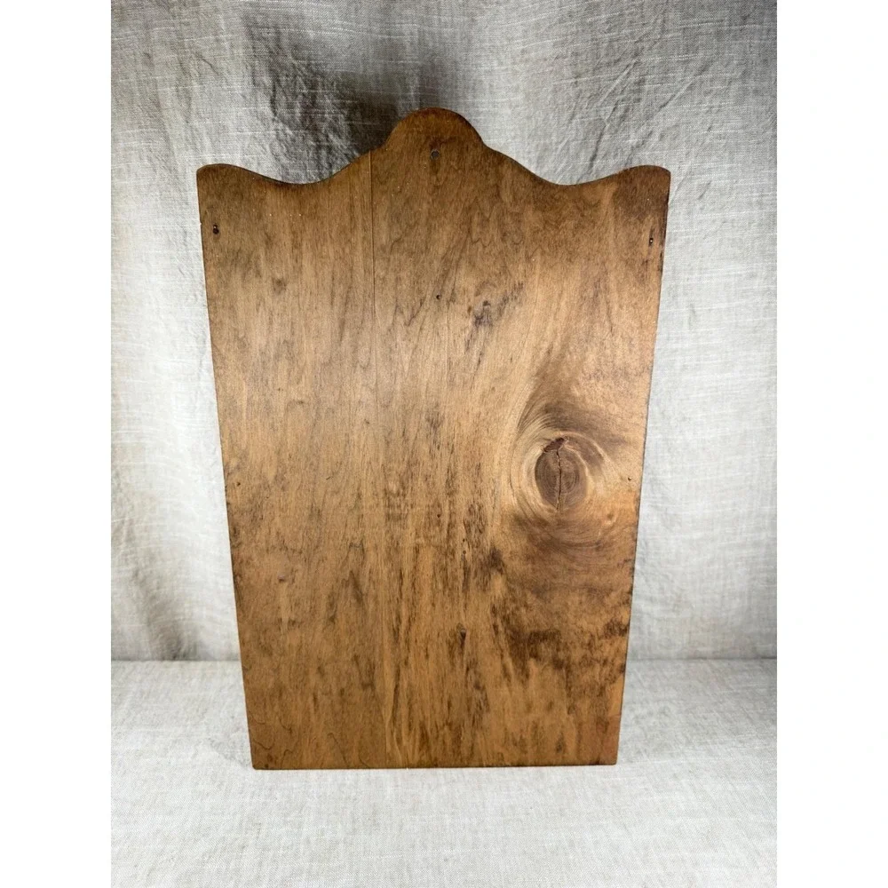 Vintage Scalloped Wood Spoon Display Rack, 12 Slot Wall Organizer